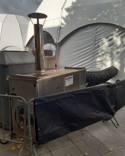 instalación de calefacción de gasóleo para carpa